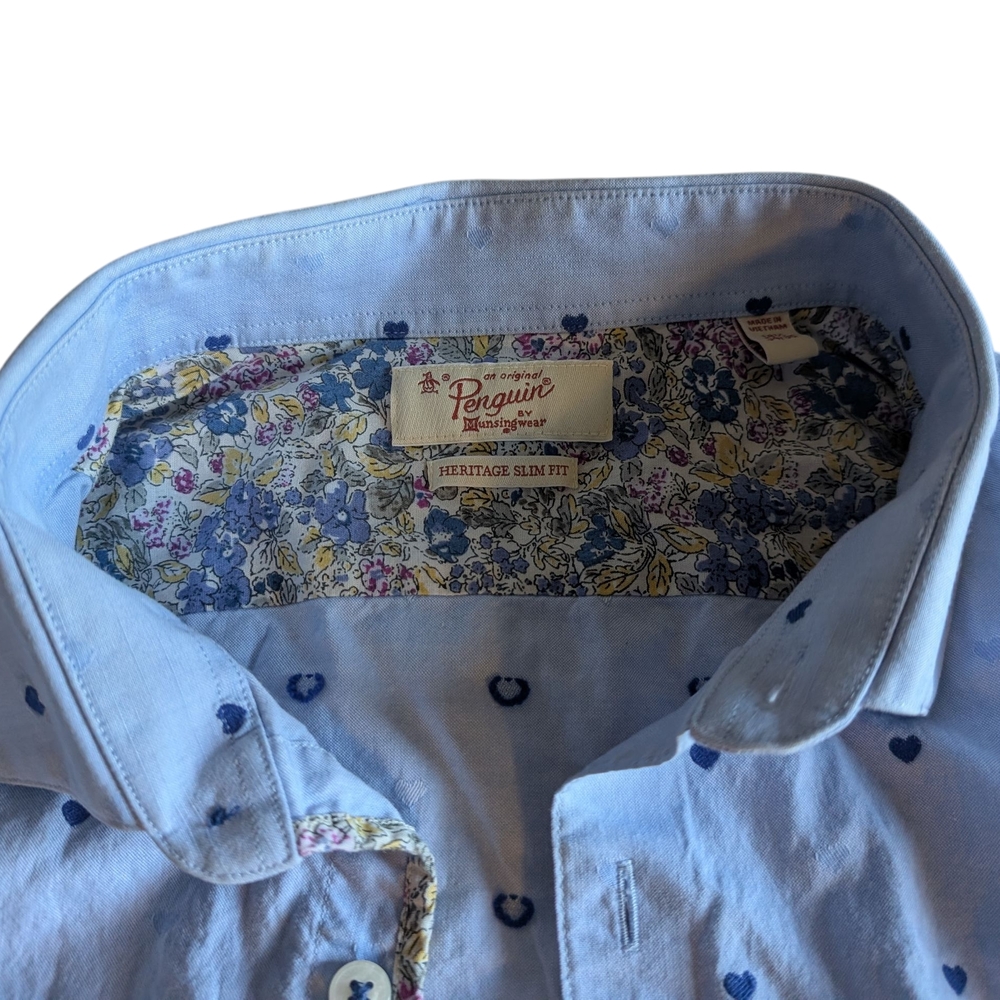 Original Penguin Light Blue Shirt with Floral Accents